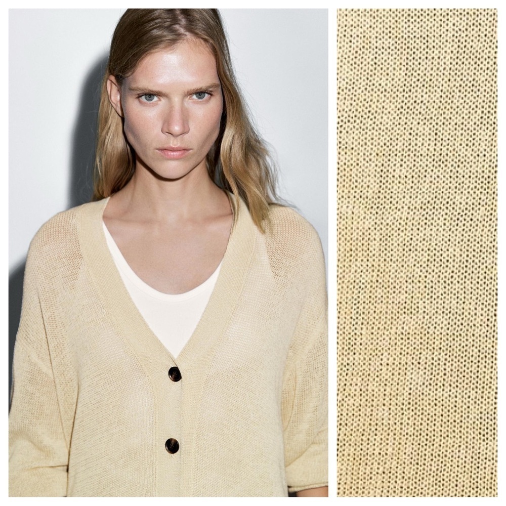 NWT. Massimo Dutti Cream Cotton Blend Oversize Fine Knit Cardigan. Size M. - Picture 4 of 13
